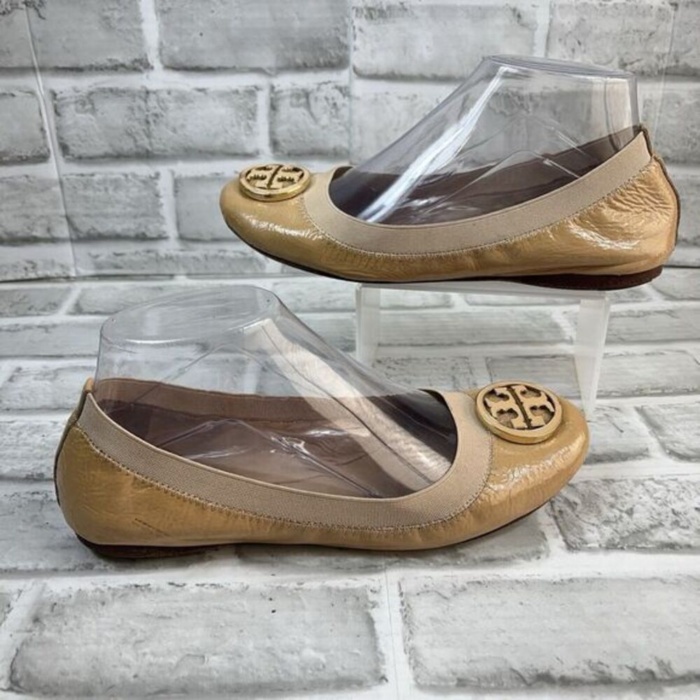 Tory Burch Caroline Women's Size 7 M Tan Patent Leather Ballet Flats Shoes